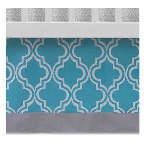 Lambs & Ivy Ryan Moroccan Print Crib Skirt in Teal